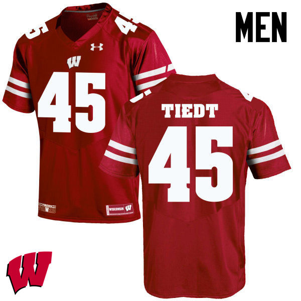 Wisconsin Badgers Men's #45 Hegeman Tiedt NCAA Under Armour Authentic Red College Stitched Football Jersey GE40T88ZF